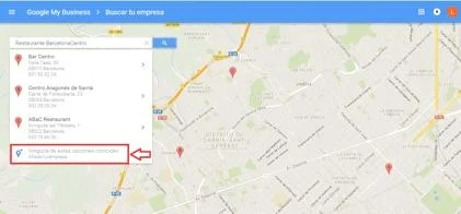 Paso 2 cómo añadir tu negocio de hostelería en Google Maps