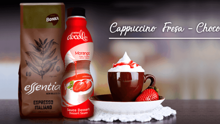 san valentín receta cappuccino fresa chocolate - horizontal
