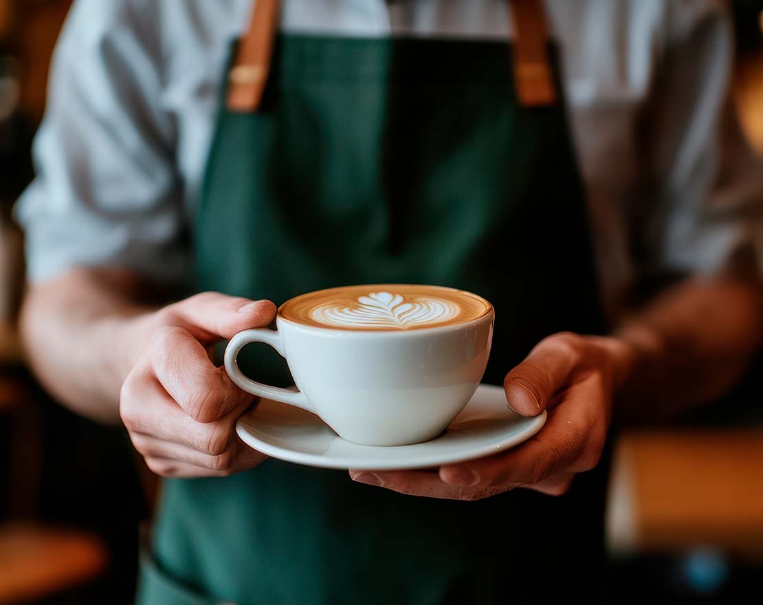 sirviendo un cafe en cafeteria