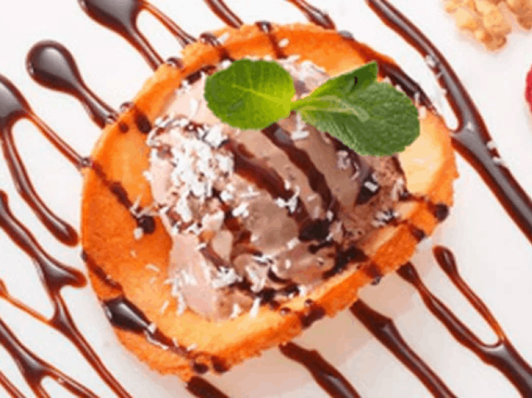 helado con sirope topping para postres cabecera