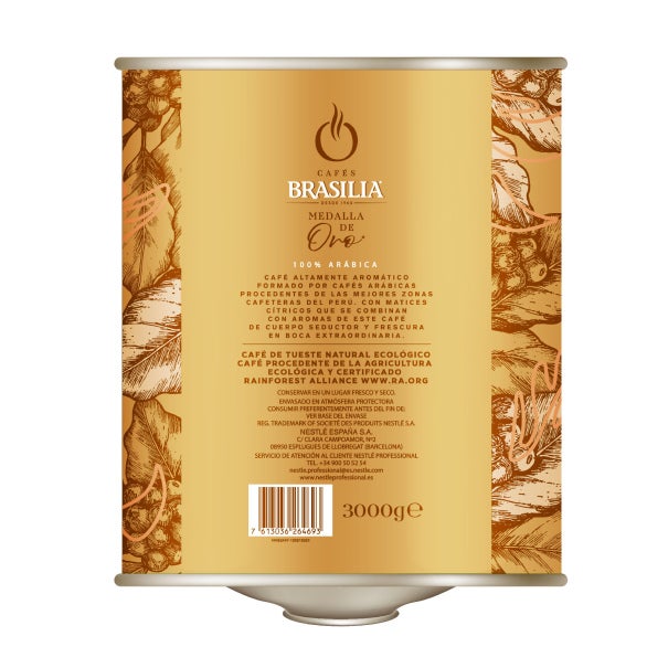 Café Brasilia Medalla de Oro ecológico back