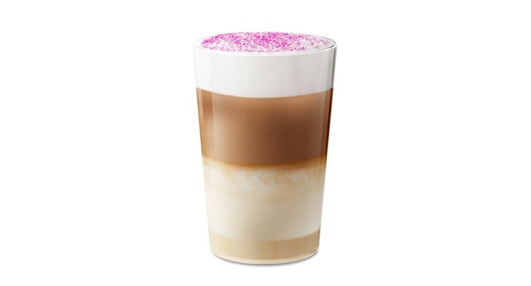 Café love latter con superficie de color rosa