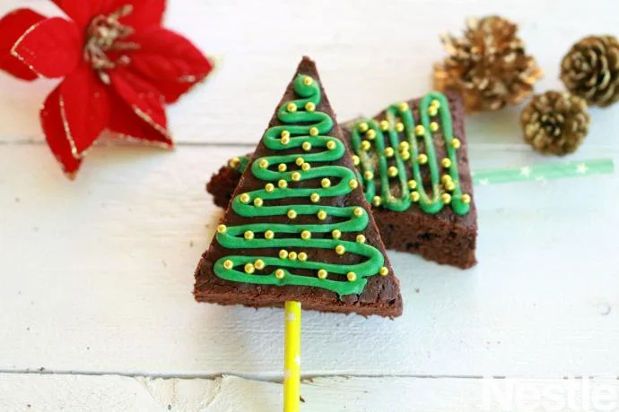 abetos de brownie para navidad